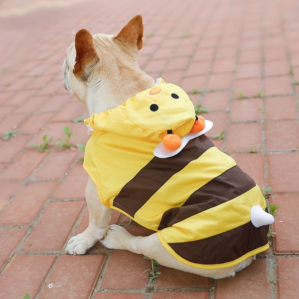 Pet Raincoat, Dog Waterproof Hoodies Rain Jacket Bee Lightweight Rain Coat for Corgi Tidy and Small Medium Dog
